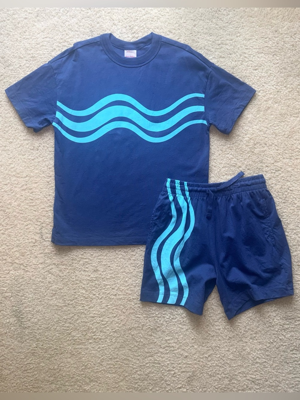 Hanna Andersson shorts set boys size 6-7 120cm washed blue EUC 100% Cotton